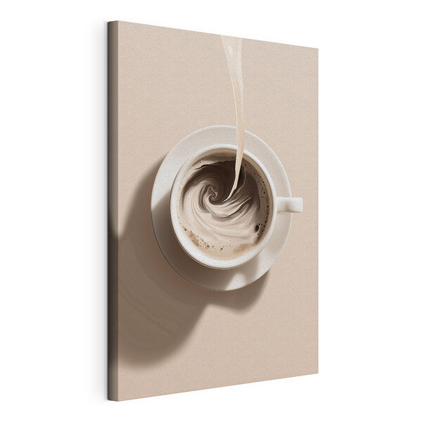 Una taza de café en la que se está vertiendo leche Cuadros Una taza de café en la que se está vertiendo leche