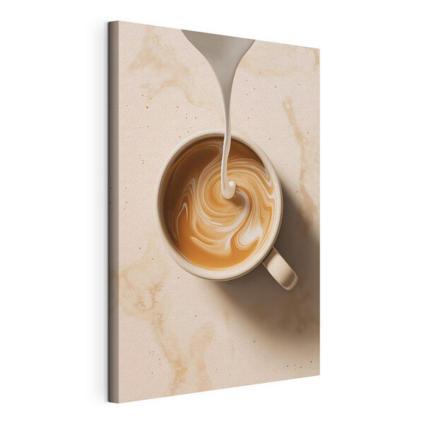 Una taza de café en la que se está vertiendo leche Cuadros Una taza de café en la que se está vertiendo leche