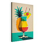 Cuadros Cóctel de colores con una piña y una pajita