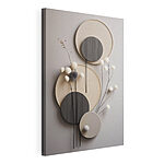 Cuadros Decoración de pared con círculos y flores blancas