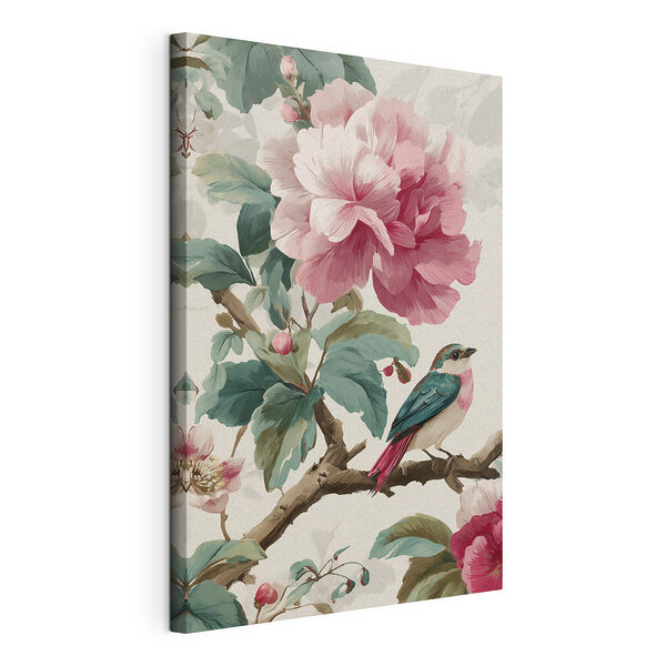 Cuadros Pájaro en una rama con flores