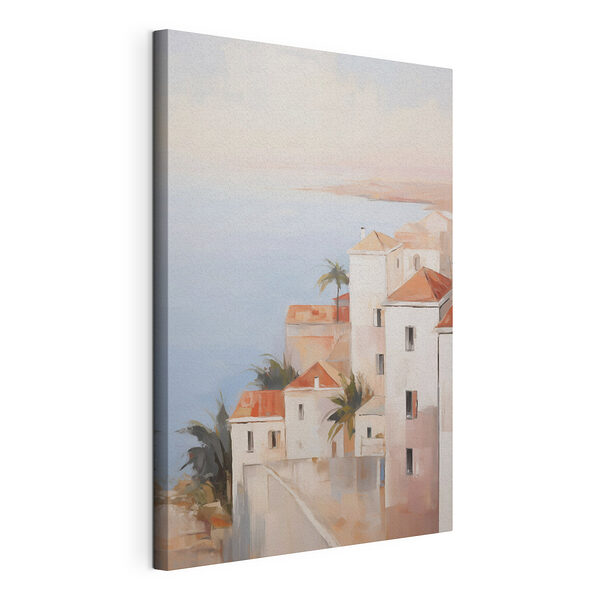 Cuadros Cuadro en el que se representa un conjunto de edificios con palmeras