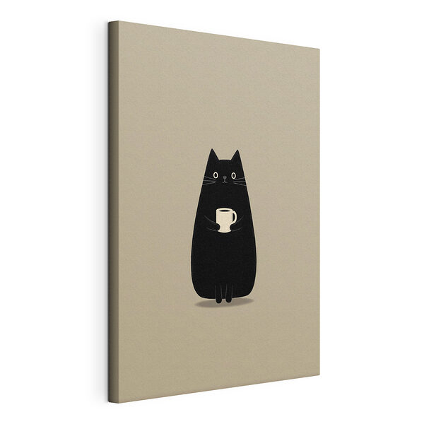 Cuadros Gato con una taza en la boca