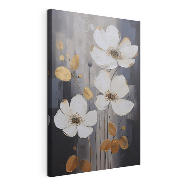 Cuadros Elegantes flores blancas sobre un fondo oscuro
