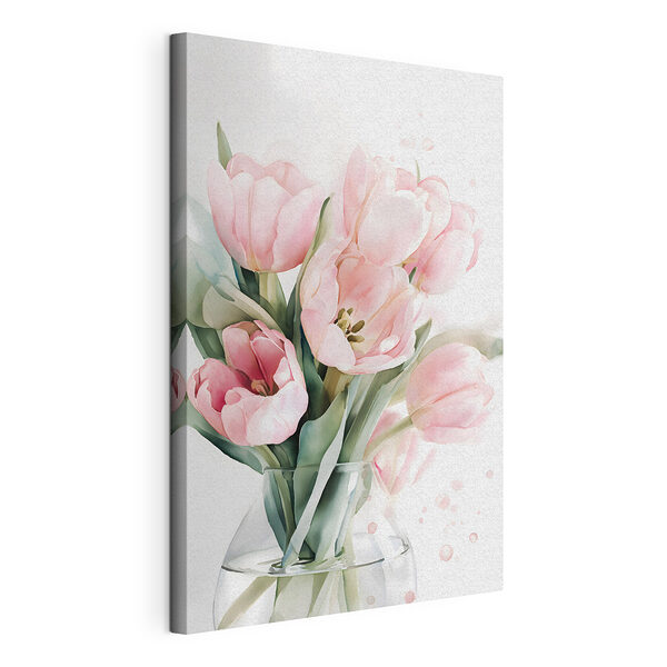 Cuadros Tulipanes de color rosa pálido en un jarrón