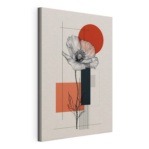 Cuadros Flor con un tallo y un círculo rojo