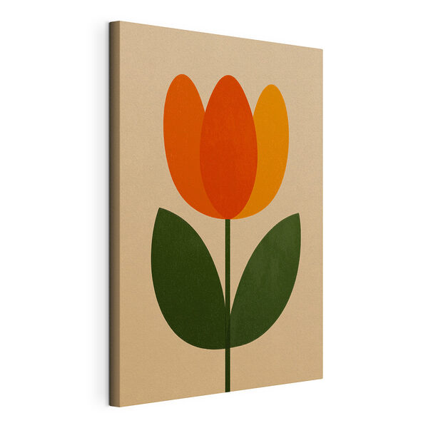 Cuadros Flor con hojas naranjas y verdes