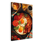Cuadros Plato de comida con huevos, beicon, alubias y tomates