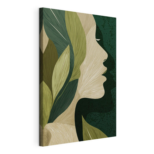 Rostro de mujer con hojas Cuadros Rostro de mujer con hojas