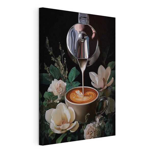 Una persona que echa leche en una taza de café Cuadros Una persona que echa leche en una taza de café