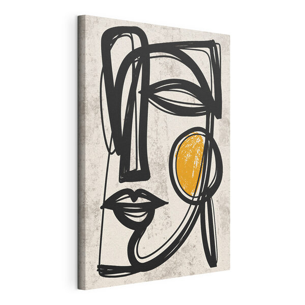Dibujo en negro y amarillo de una cara Cuadros Dibujo en negro y amarillo de una cara
