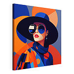 Cuadros Mujer con sombrero y gafas de sol