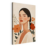 Cuadros Mujer con pendientes largos y flores
