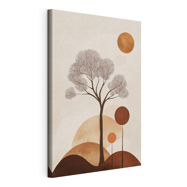 Cuadros Árbol con círculos marrones y fondo blanco