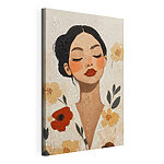 Cuadros Mujer con labios rojos y flores