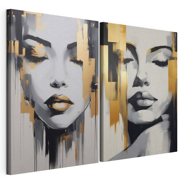 Lámina modular sobre lienzo Cuadro que representa el rostro de una mujer