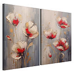 Lámina modular sobre lienzo Cuadro de flores sobre fondo gris