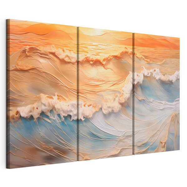 Lámina modular sobre lienzo Olas serenas en el abrazo del atardecer