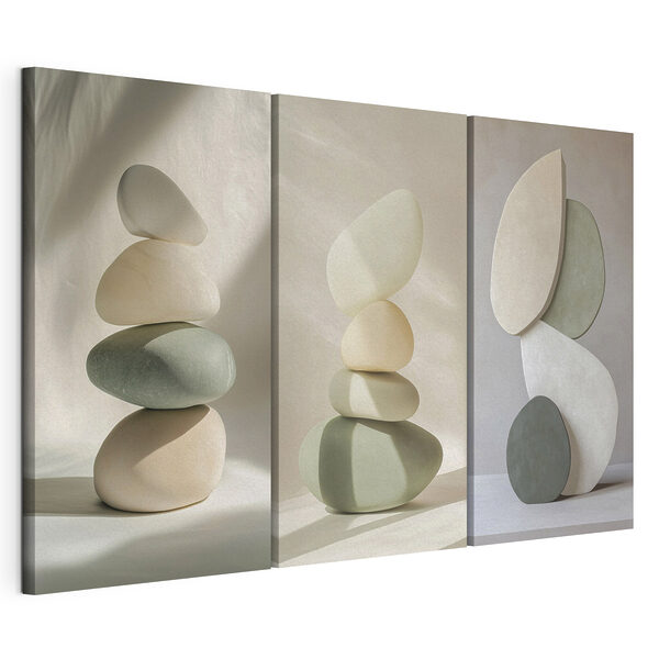 Conjunto de esculturas de diferentes formas Lámina modular sobre lienzo Conjunto de esculturas de diferentes formas