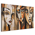 Lámina modular sobre lienzo Collage de cuadros que representan el rostro de una mujer