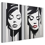 Lámina modular sobre lienzo Rostros de ensueño en blanco y negro