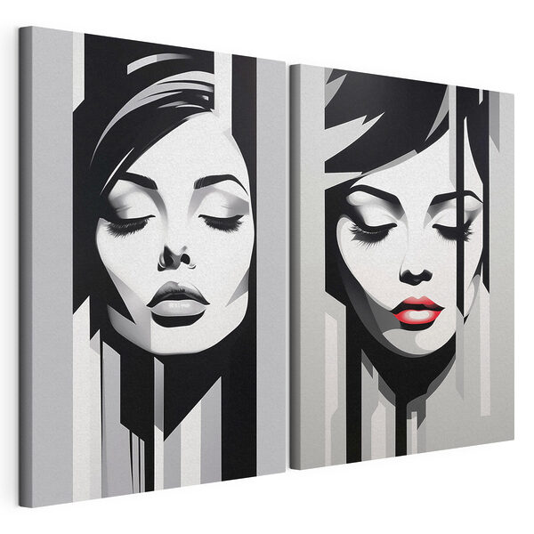 Rostros de ensueño en blanco y negro Lámina modular sobre lienzo Rostros de ensueño en blanco y negro