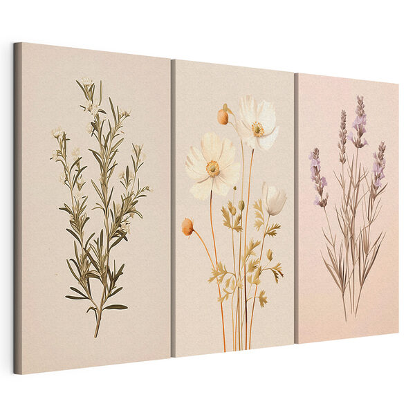 Lámina modular sobre lienzo Cuadro de flores blancas
