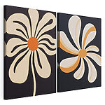 Lámina modular sobre lienzo Motivos florales caprichosos sobre fondo oscuro