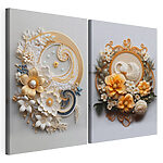 Lámina modular sobre lienzo Collage de imágenes de flores y hojas
