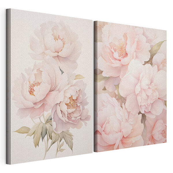Lámina modular sobre lienzo Delicadas flores en suaves tonos pastel