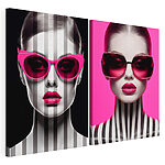 Lámina modular sobre lienzo Mujer con gafas de sol rosas