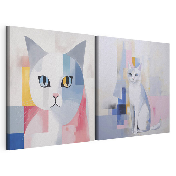 Lámina modular sobre lienzo Dos cuadros de un gato