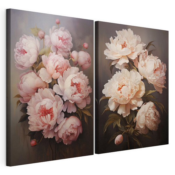 Cuadro de flores sobre fondo negro Lámina modular sobre lienzo Cuadro de flores sobre fondo negro