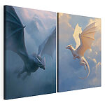Lámina modular sobre lienzo Collage de dragones volando por el cielo