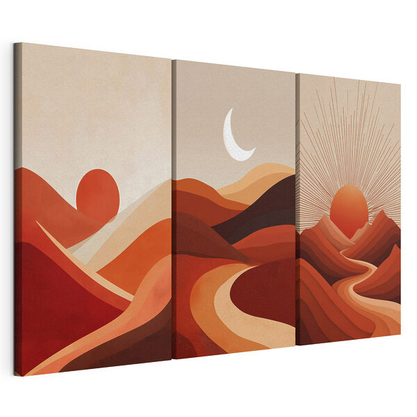 Lámina modular sobre lienzo Cordillera con sol y nubes