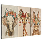 Lámina modular sobre lienzo Collage de animales con flores en la cabeza