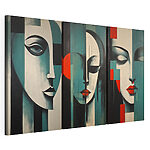 Lámina modular sobre lienzo Collage de cuadros que representan el rostro de una mujer