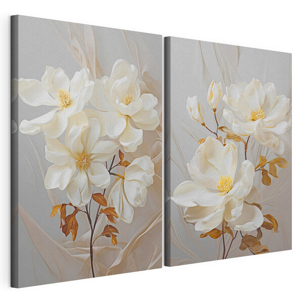 Lámina modular sobre lienzo Motivos florales suaves sobre un fondo delicado