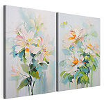 Lámina modular sobre lienzo Pintura de flores sobre una superficie blanca