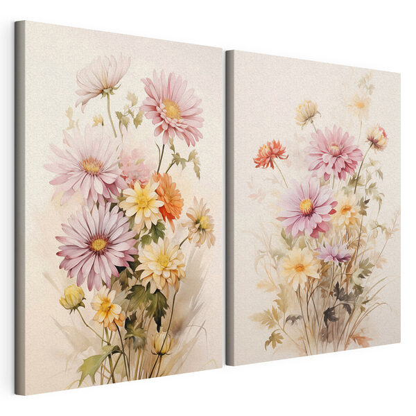 Lámina modular sobre lienzo Cuadro de flores sobre fondo blanco