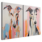 Lámina modular sobre lienzo Retratos estilizados de elegantes galgos