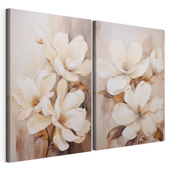 Cuadro de flores blancas Lámina modular sobre lienzo Cuadro de flores blancas