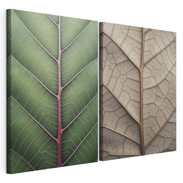 Lámina modular sobre lienzo Hojas de colores vivos que ponen de relieve el diseño de la naturaleza
