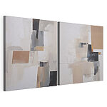 Lámina modular sobre lienzo Cuadro pintado en diferentes tonos de gris y negro