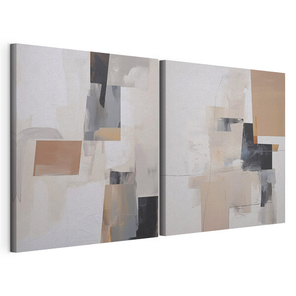 Lámina modular sobre lienzo Cuadro pintado en diferentes tonos de gris y negro