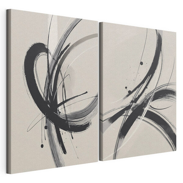 Imagen en blanco y negro de un diseño en espiral Lámina modular sobre lienzo Imagen en blanco y negro de un diseño en espiral
