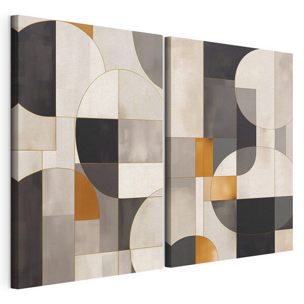 Formas abstractas en tonos apagados Lámina modular sobre lienzo Formas abstractas en tonos apagados