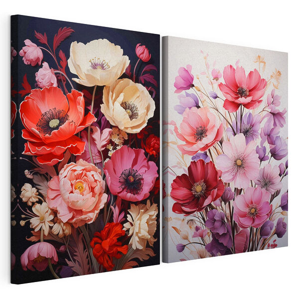 Collage de flores Lámina modular sobre lienzo Collage de flores