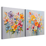 Lámina modular sobre lienzo Pintura de flores sobre una superficie blanca