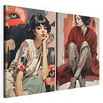 Lámina modular sobre lienzo Collage de una mujer sentada en el suelo